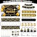 Black and Gold Birthday Decorations, Brithday Party Decorations for Men Boys Women Girls with Black Gold Happy Birthday Banner Decorations Tablecloth Backdrop Balloons Arch Bady Party Supplies