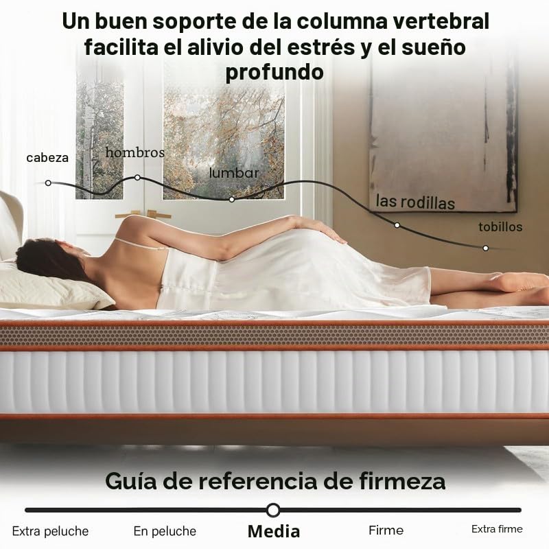 Colchón 140x200 cm Viscoelástica, Firmeza Media Confort, Híbrido Colchón Espuma y Muelles Ensacados, Oeko-Tex, Transpirable, 10 Zonas Ergonómico Altura 26 cm, Hipoalergénico y Antiácaros, Matrimonial