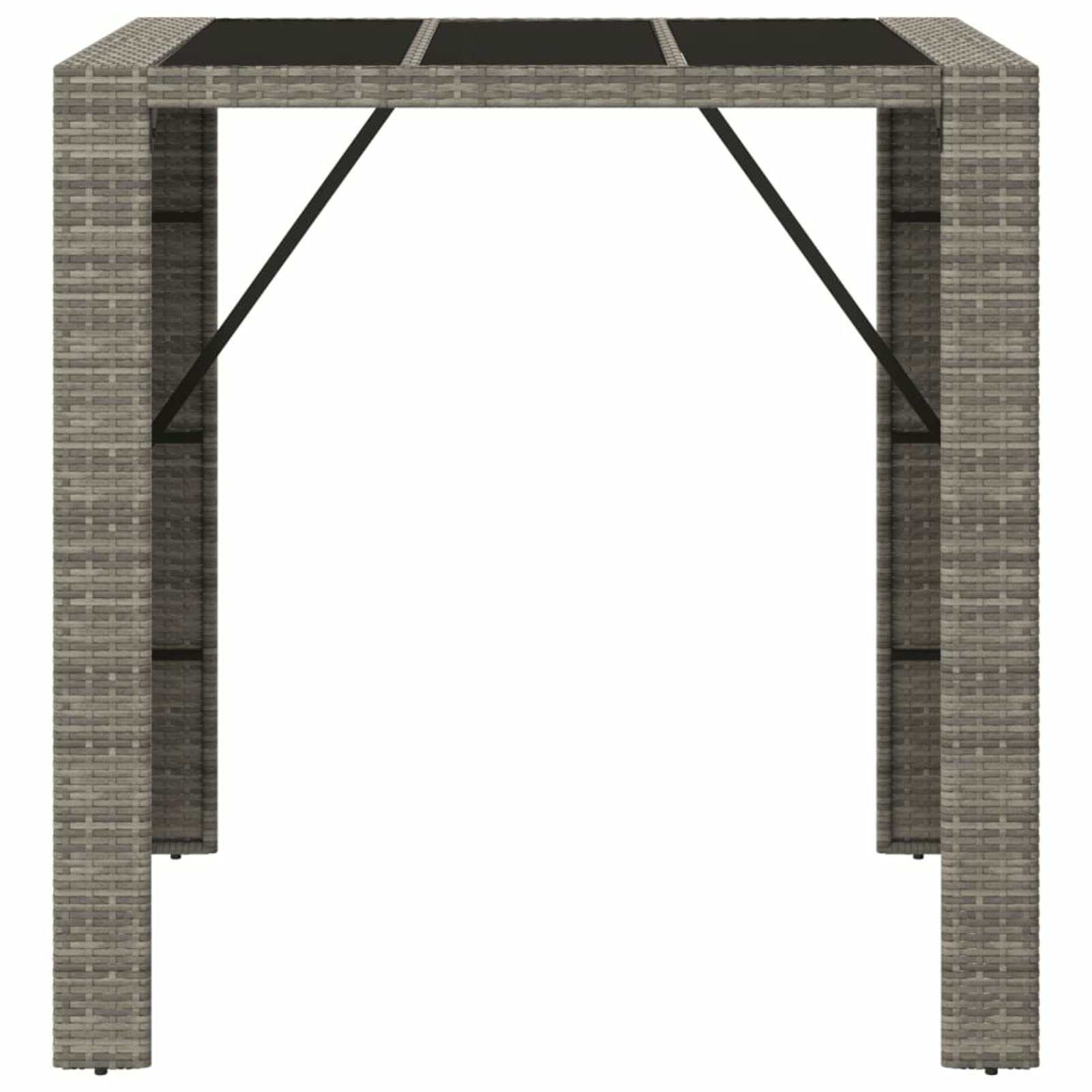Lechnical Tavolo da Bar con Piano in Vetro Grigio 105x80x110cm Polyrattan,Mobili,Mobili da Giardino,Tavoli da Giardino(SPU:362595)
