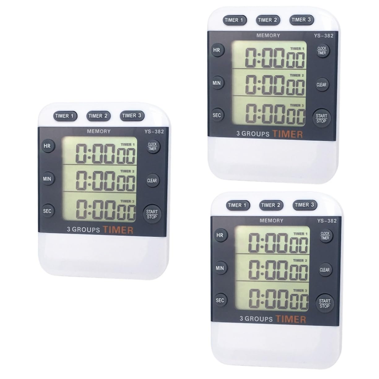 Toyvian 3 Piezas 3 Cronómetro con Pantalla De 3 Líneas Temporizadores Digitales Temporizador para Temporizador para Cocinar Cronógrafo Cronómetro Deportivo Árbitro