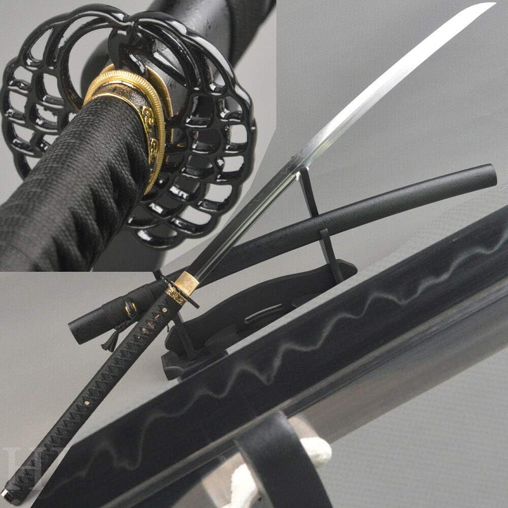 Hand Forged T1095 High Carbon Steel Clay Tempered Katana Japanese Samurai Sword Black Peacock
