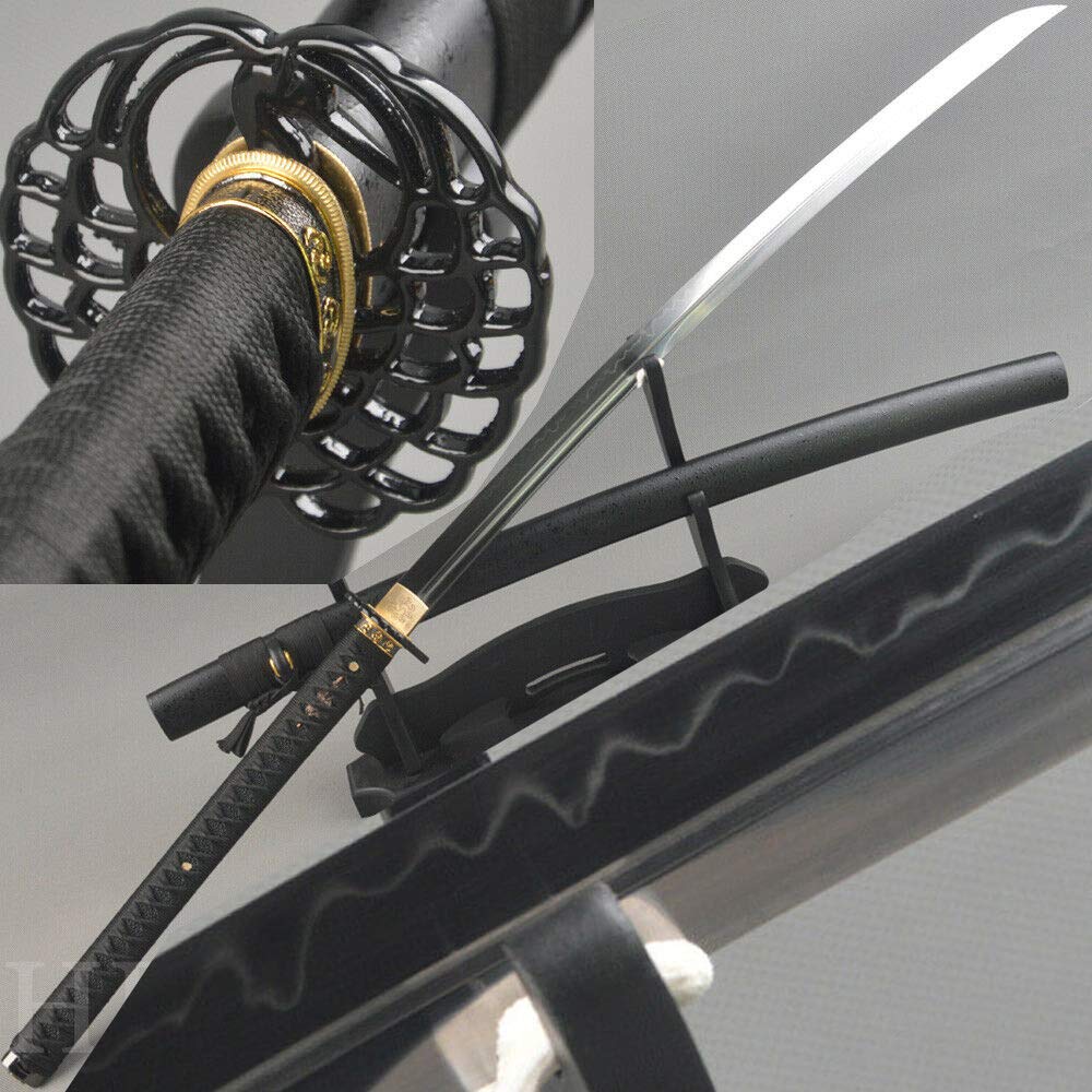 Hand Forged T1095 High Carbon Steel Clay Tempered Katana Japanese Samurai Sword Black Peacock