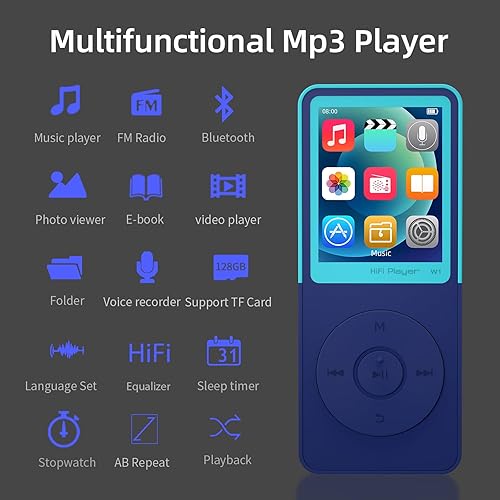 Miniatura 2 de Reproductor de MP3 con Bluetooth - Reproductor de música MP3 Bluetooth portátil, ecualizador, reproducción de punto de interrupción, barajarrepetir