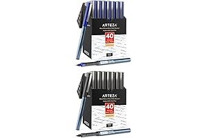 Arteza Rollerball Pens Fine Point, Black & Blue Liquid Ink, 40-Count (2 Pack)