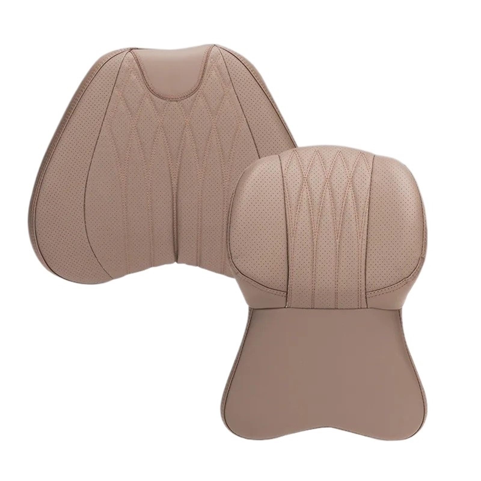 KAUWYEHD Car Seat Accessories Fit For BMW For Mercedes Nappa Leather Car Seat Cushion Lumbar Support Neck Pillow(Off-white f)