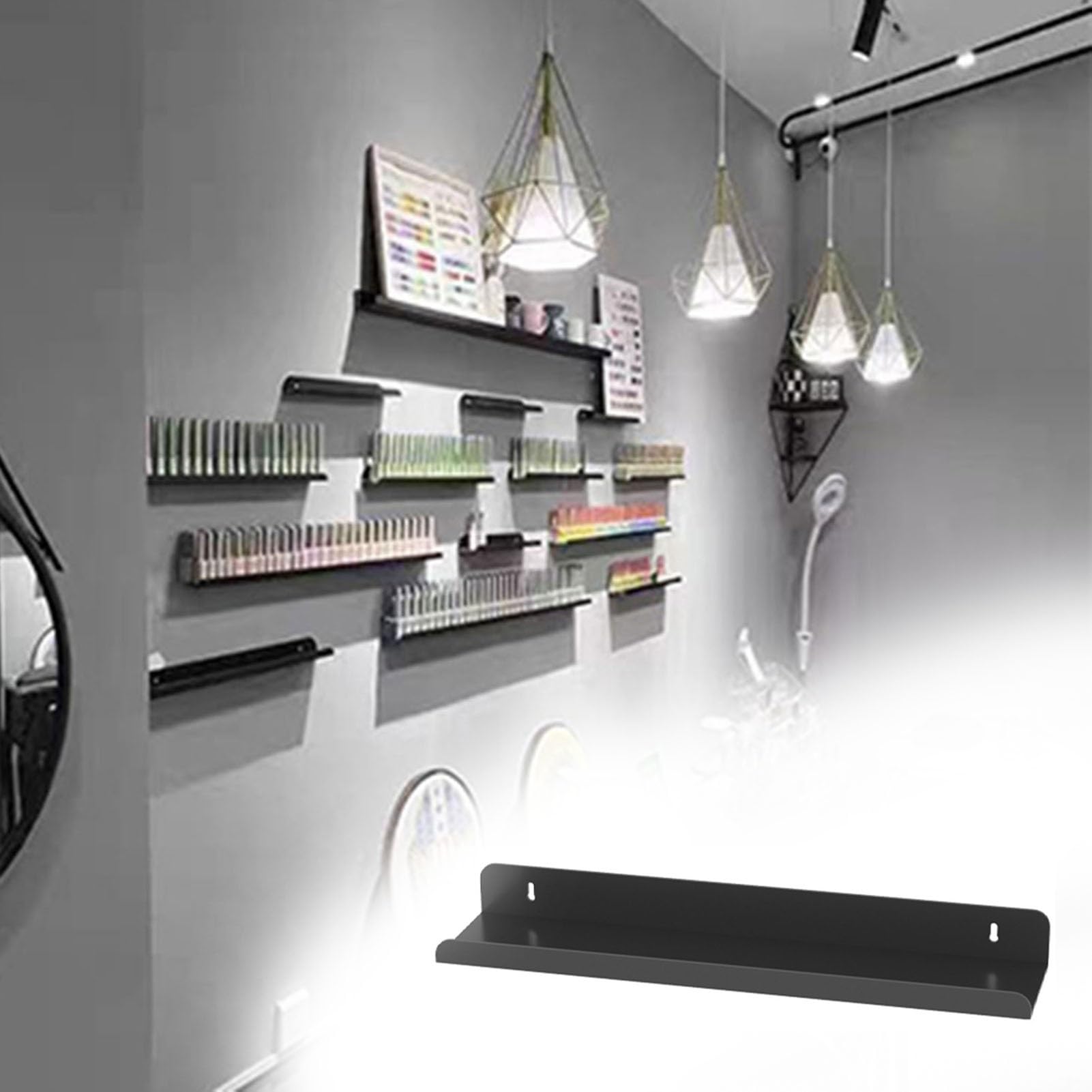 Organizador de esmaltes de uñas de Pared: Organizador de esmaltes de uñas de Pared - Negro, 35 cm, Adecuado para Guardar esmaltes de uñas, pintalabios y perfumes - Estante Expositor de cosmé