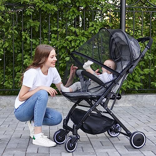 Mosquito Net for Stroller,Encrypted Stroller Mosquito Net Full Cover with Double Zipper,Breathable & Foldable Netting for Baby Cover(Black)