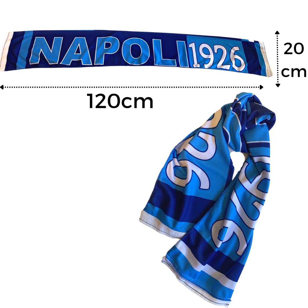 Szalik Napoli Poliestere 20x120 cm Frange Tifo Azzurro Blu Bianco