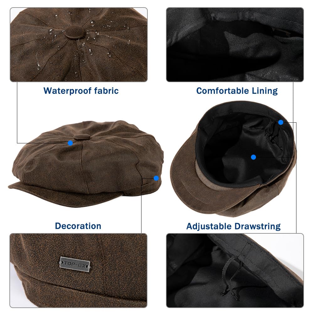 TOP-EX Gorra de periódico para hombre para golf o uso casual, elegante gorra plana con pico para pesca, caminar, tiro y caza, 57-65 cm (M-3XL)