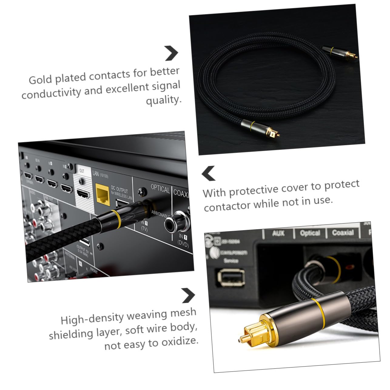 Cavo Audio Ottico Digitale Metri Maschio Maschio in Fibra con Connettori di Alta Qualità Sostituzione per Segnale Audio e Stabile con Protezione Contatti