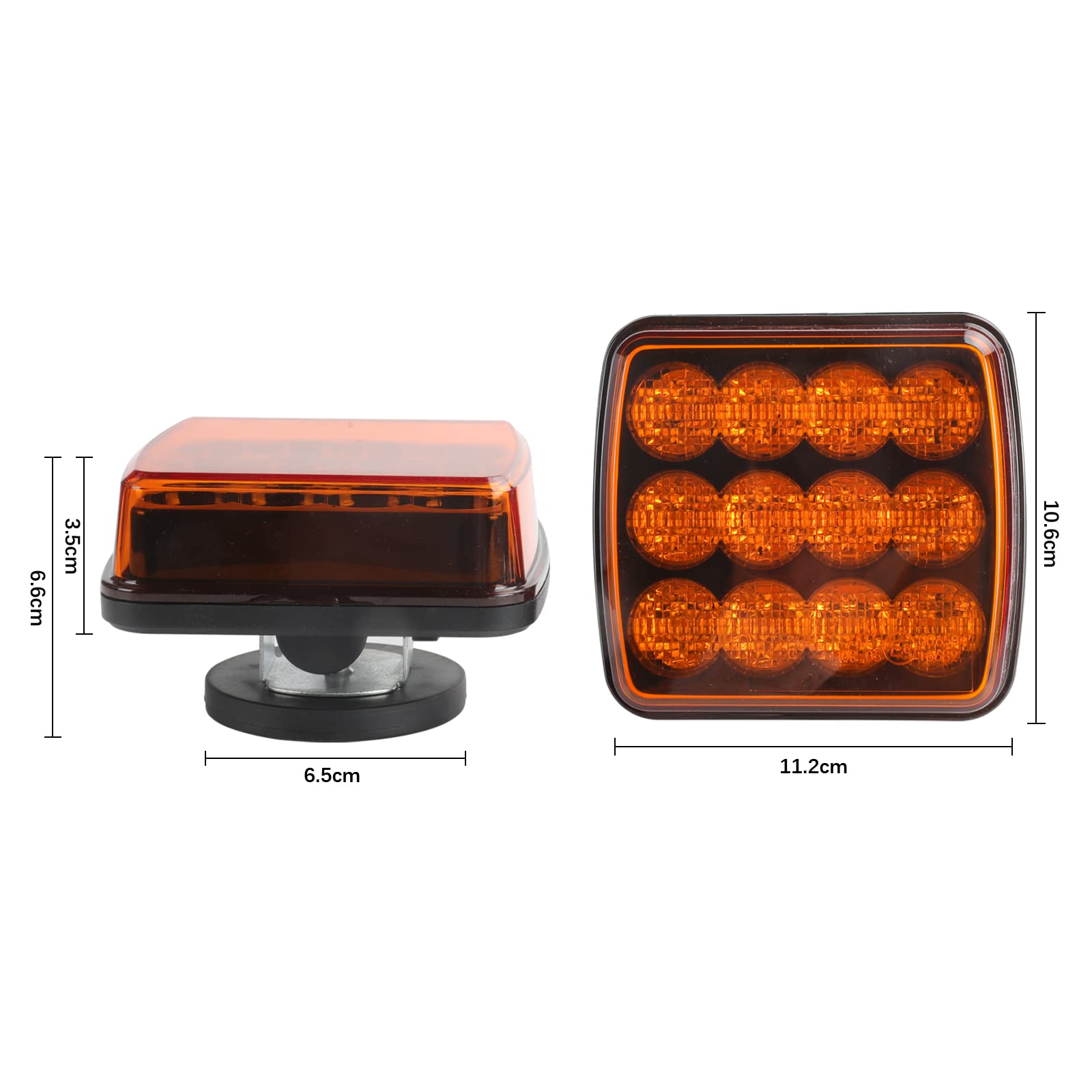 AOHEWEI Luces de advertencia LED inalámbricas ámbar, 12 V/24 V Luces intermitentes de advertencia traseras con imán, luces estroboscópicas de emergencia recargables para vehículos de camiones