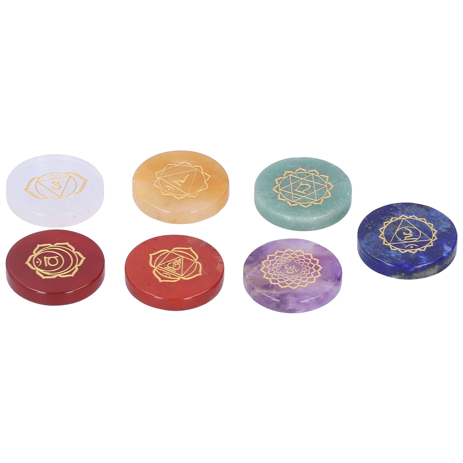 Ausla Piramide di Pietre dei 7 Chakra, Cristalli e Gemme Incise con Simboli 30x5 Mm, for Reiki Meditazione e Riequilibrio dei Chakra