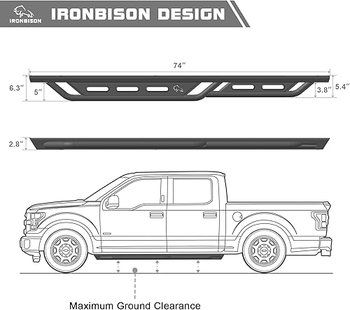 Miniatura 4 de IRONBISON Estribos para Nissan Frontier Crew Cab 2005-2023 Heavy Duty Pickup Truck Side Steps Off Road Nerf Bars Step Rails Heavy Texture Negro