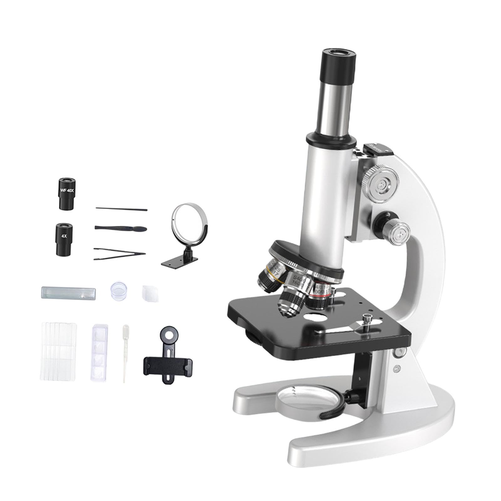 Milageto Mikroskop für, biologisch, 640x, 1000x, 1600x Vergrößerung, Lern- und Geschenkidee mit Zubehör, Wissenschafts-Set, pädagogisches Lernspielzeug