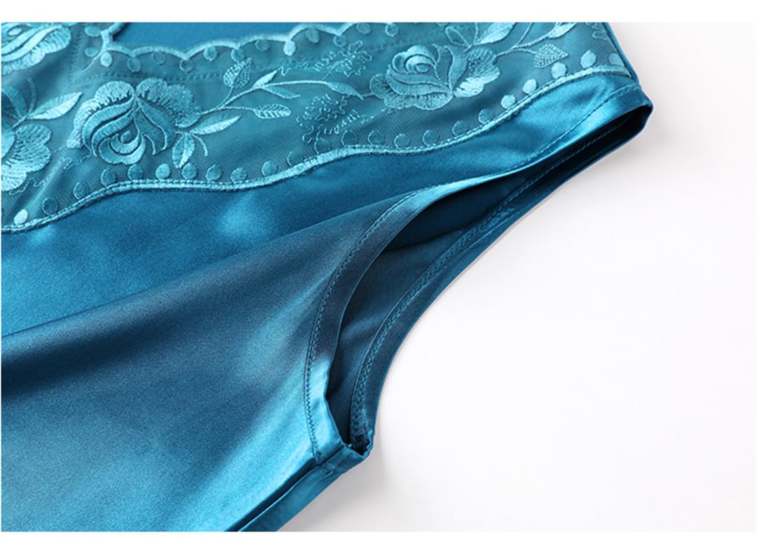 Camicette da donna in seta da ufficio sciolto senza maniche in pizzo con ricamo a V top