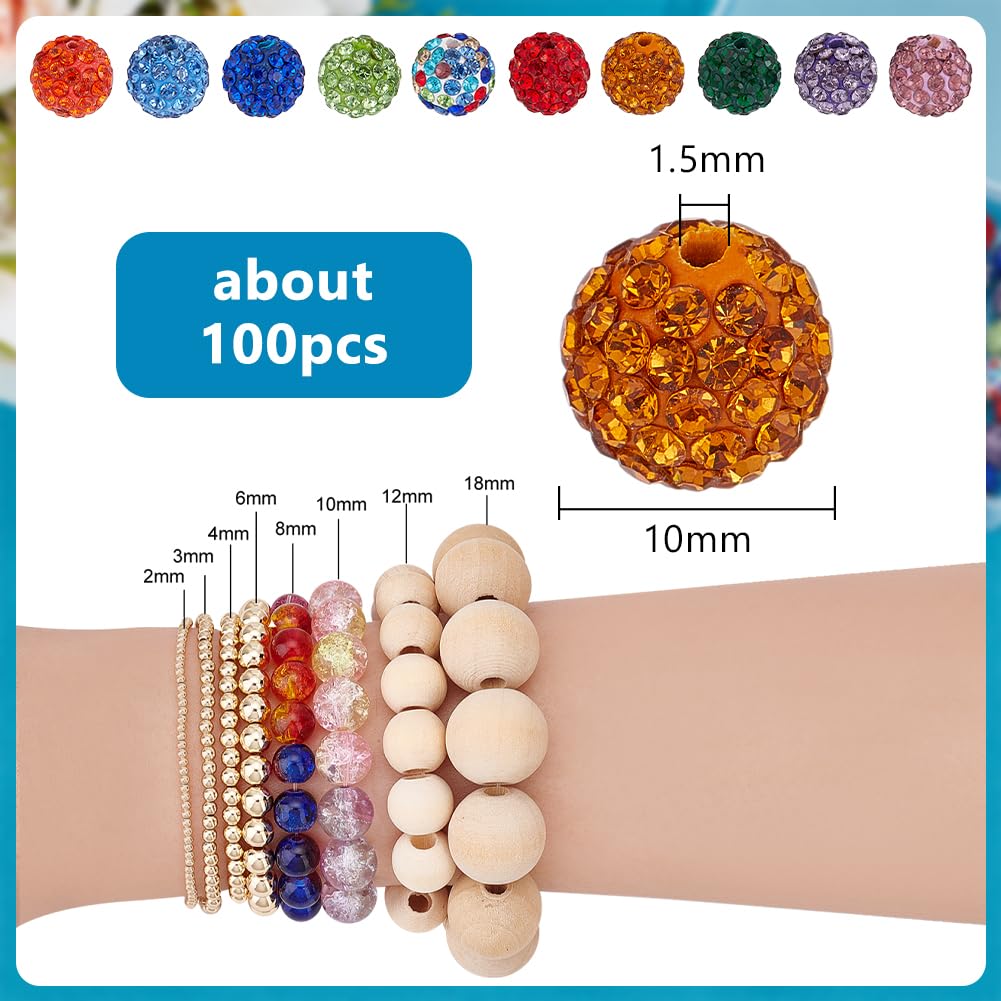 PH PandaHall 60pcs Perles Strass 4mm Perles D'Argile, 10 Couleurs Pave Disco Ball Perles Polymère Argile Spacer Perles Rondes Perles De Cristal Pour