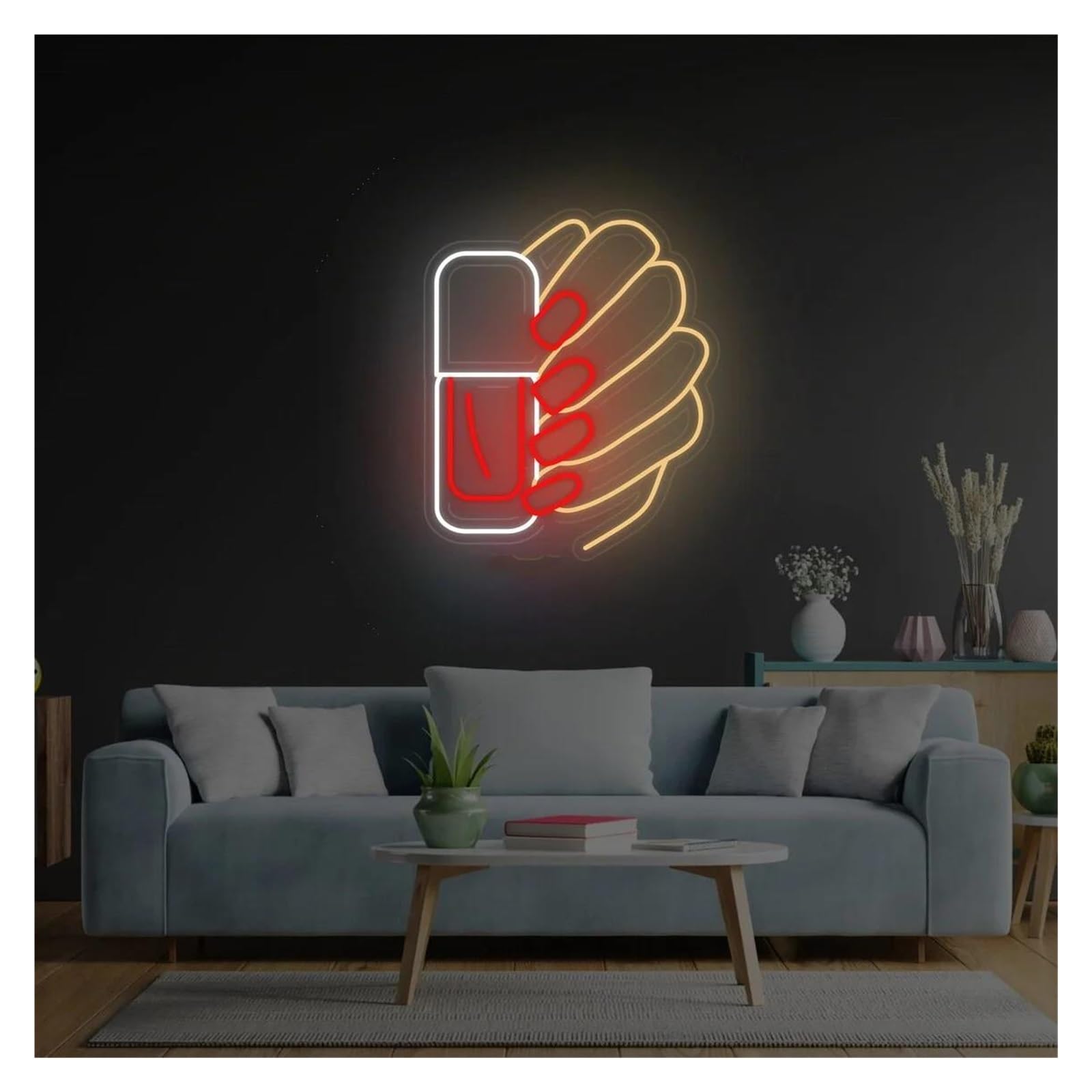 LEMST Signs Lamp Manicure Neon Sign, Nail Polish Neon Sign, Nails Studio Decor, Beauty Salon Sign, Nail Salon Decor 38cm(E)