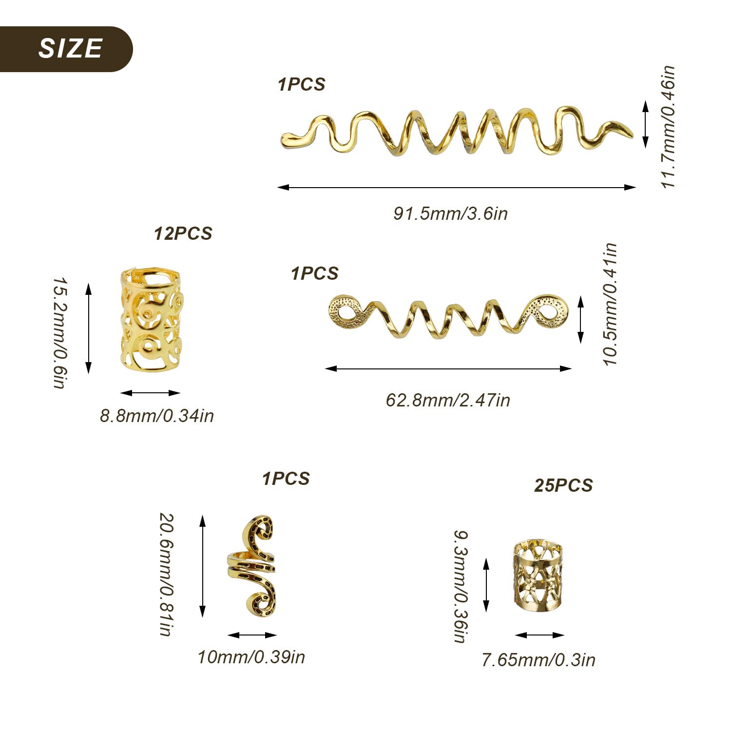40 Pièces Bijoux Cheveux, Accessoire Cheveux Femme, Or Anneaux de Dreadlocks, pour Festivals, Fêtes, Bals de fin Année, Mariages