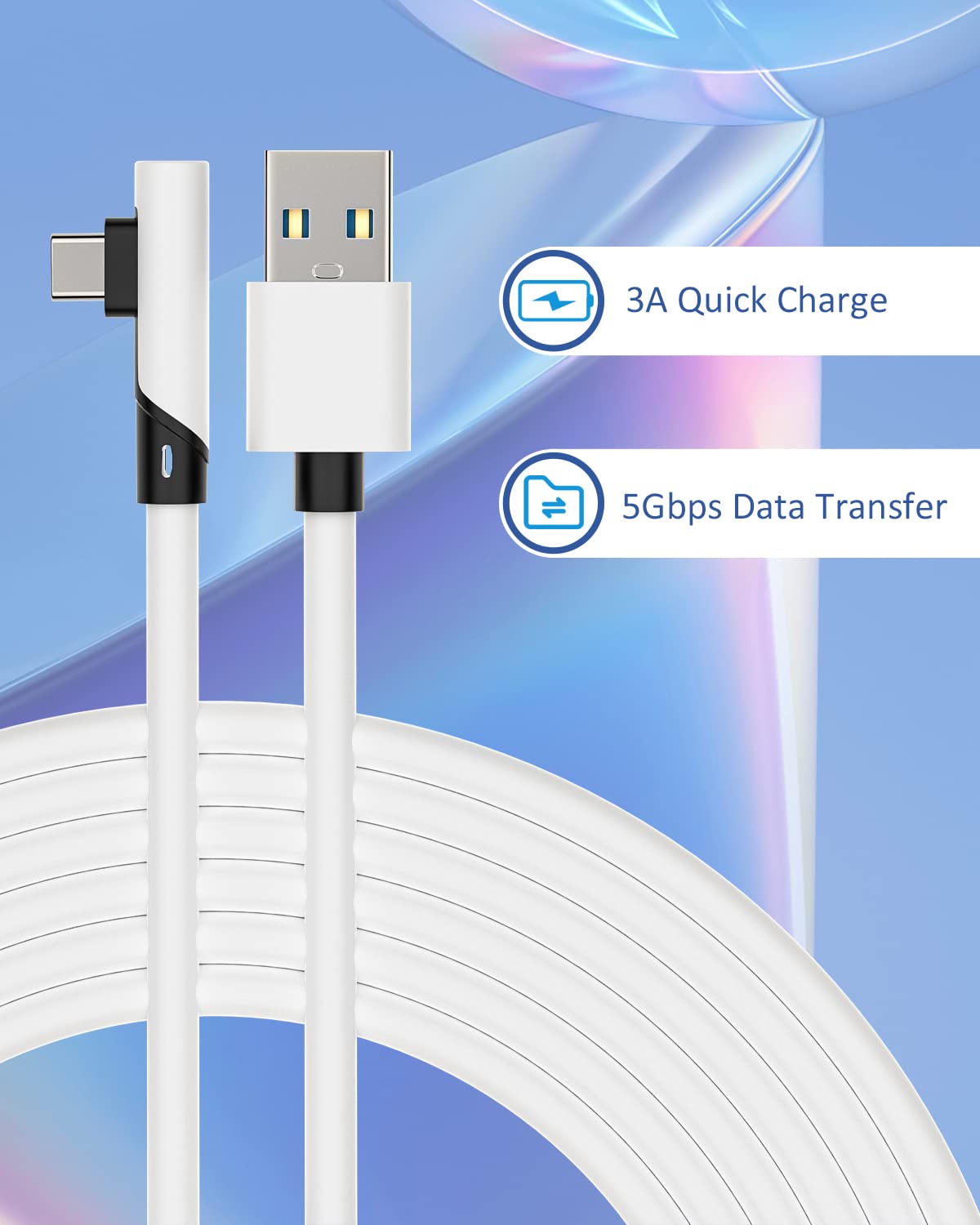 Cable de enlace Tiergrade 5M compatible con Meta Quest 3/Quest 2/Pro, PICO4/Pro, cable de PC con transferencia de datos de 5 Gbps, USB 3.0 a cable de tipo para auriculares VR y PC para juegos — view 4