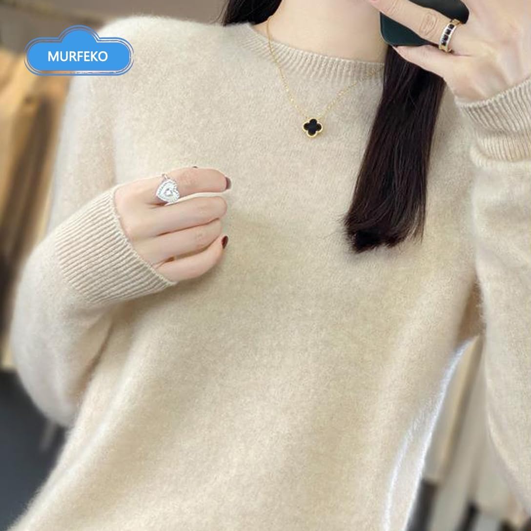 [murfeko] ニット レディース プルオーバー セーター 長袖 ニットセーター 秋 トップス 着痩せ 体型カバー 可愛い 上品