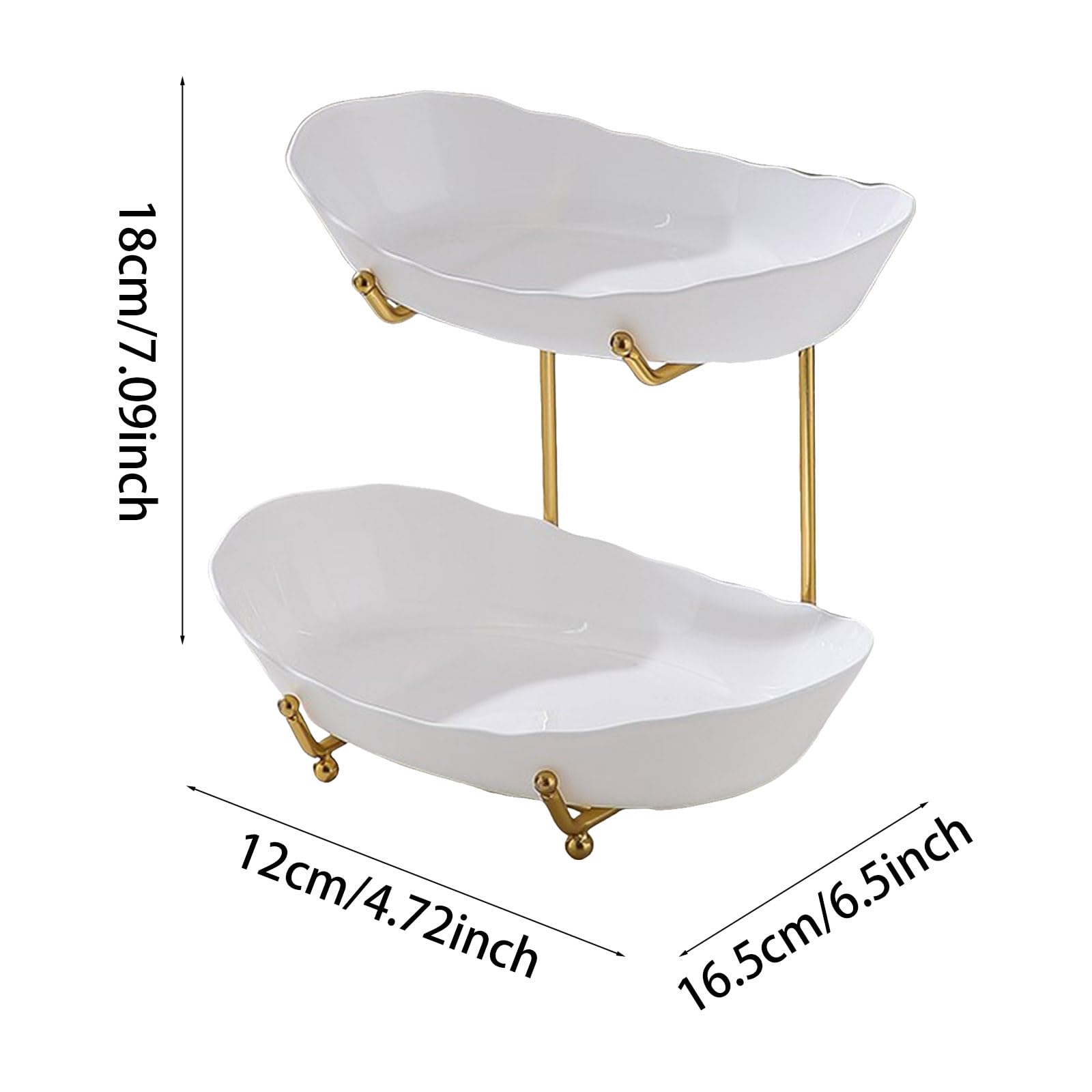 2-poziomowy zestaw misek do serwowania żywności, nietłukące się talerze na blat kuchenny, elegancki biały design na warzywa, ciasta, desery - idealne do rozrywki