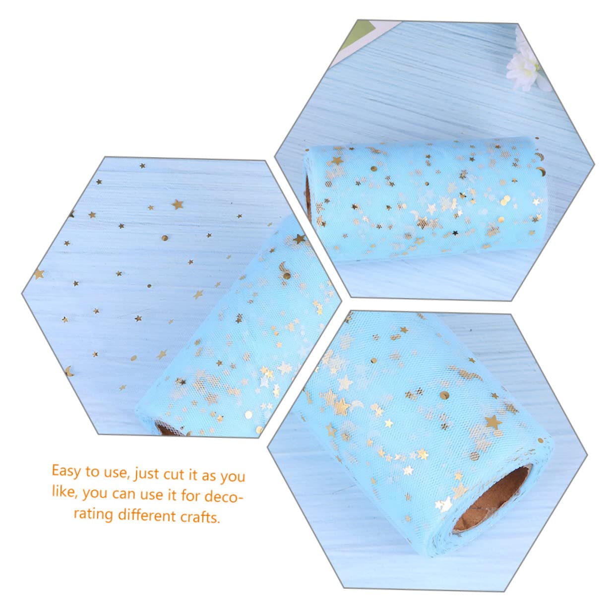 NUOBESTY 6pièces Tulle Avec Paillettes Étoiles Tissu De Mariage Fournitures Artisanales Rouleaux Pour Décorations