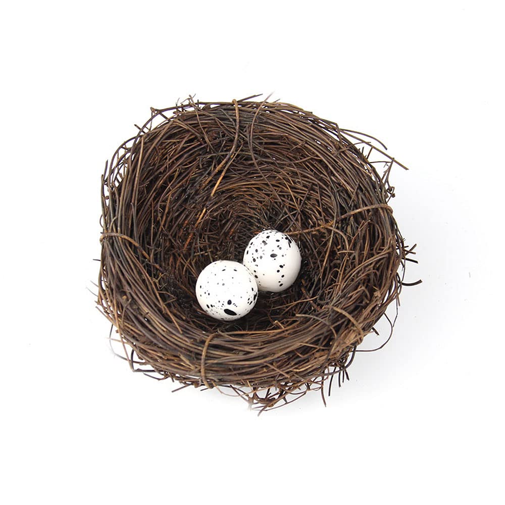 SEIWEI Rattan Bird Nest Handmade Rattan Bird Nest Artificial Bird Nest with Artificial Egg DIY Birds Nest Outdoor Wedding Garden Home Decorative
