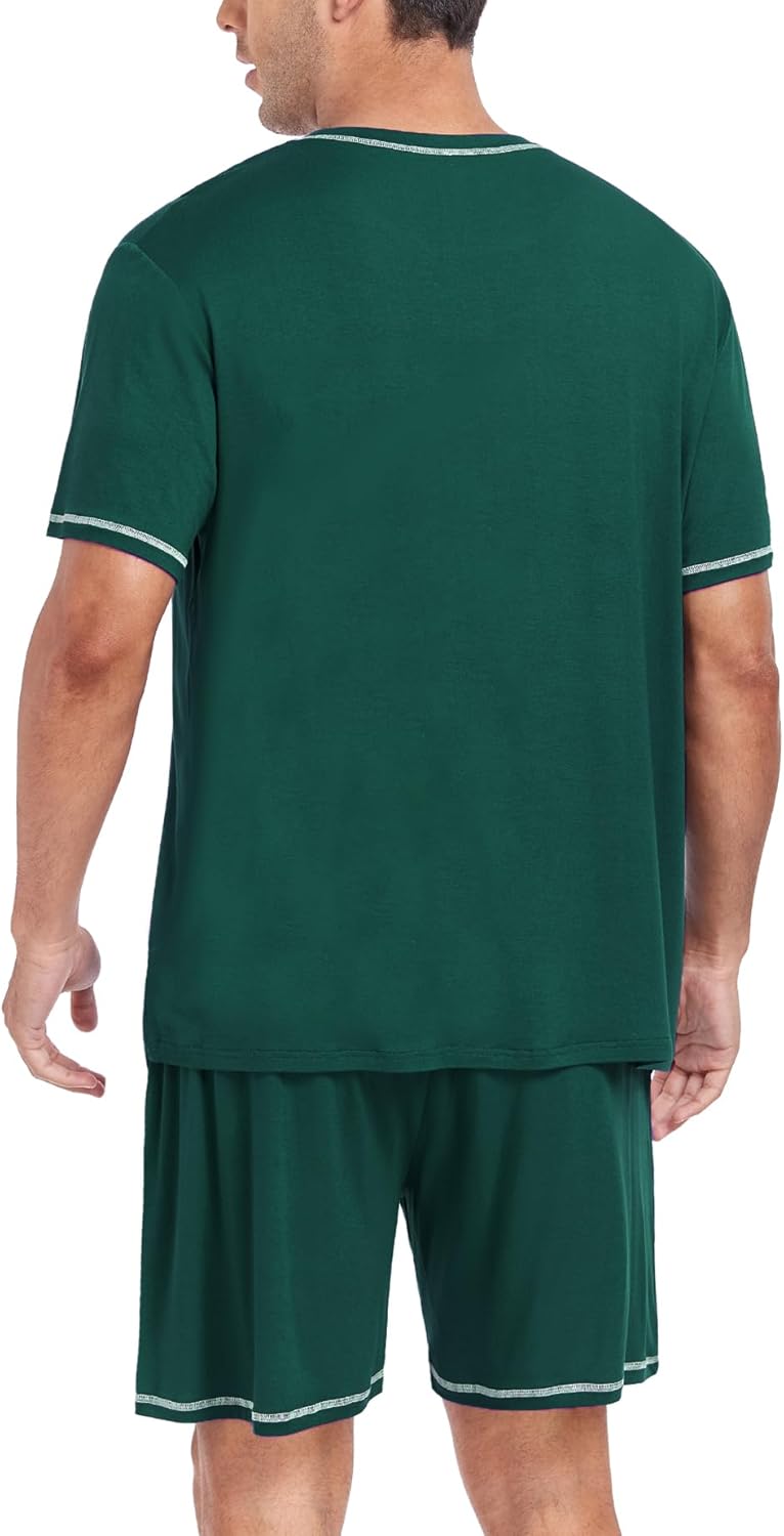 DIKFA Men's Modal Pajamas Set Soft Sleepwear Short-sleeve Pjs with Pockets 2pcs Lounge Casual Cozy Nightwear - Image 5