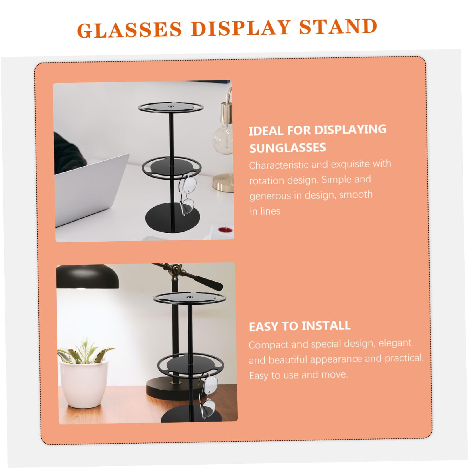 GALPADA Expositor De Gafas De Sol De Soporte De Acrílico Negro Expositor Giratorio para Gafas Organizador De Mesa para Uso Mostrador o Estante