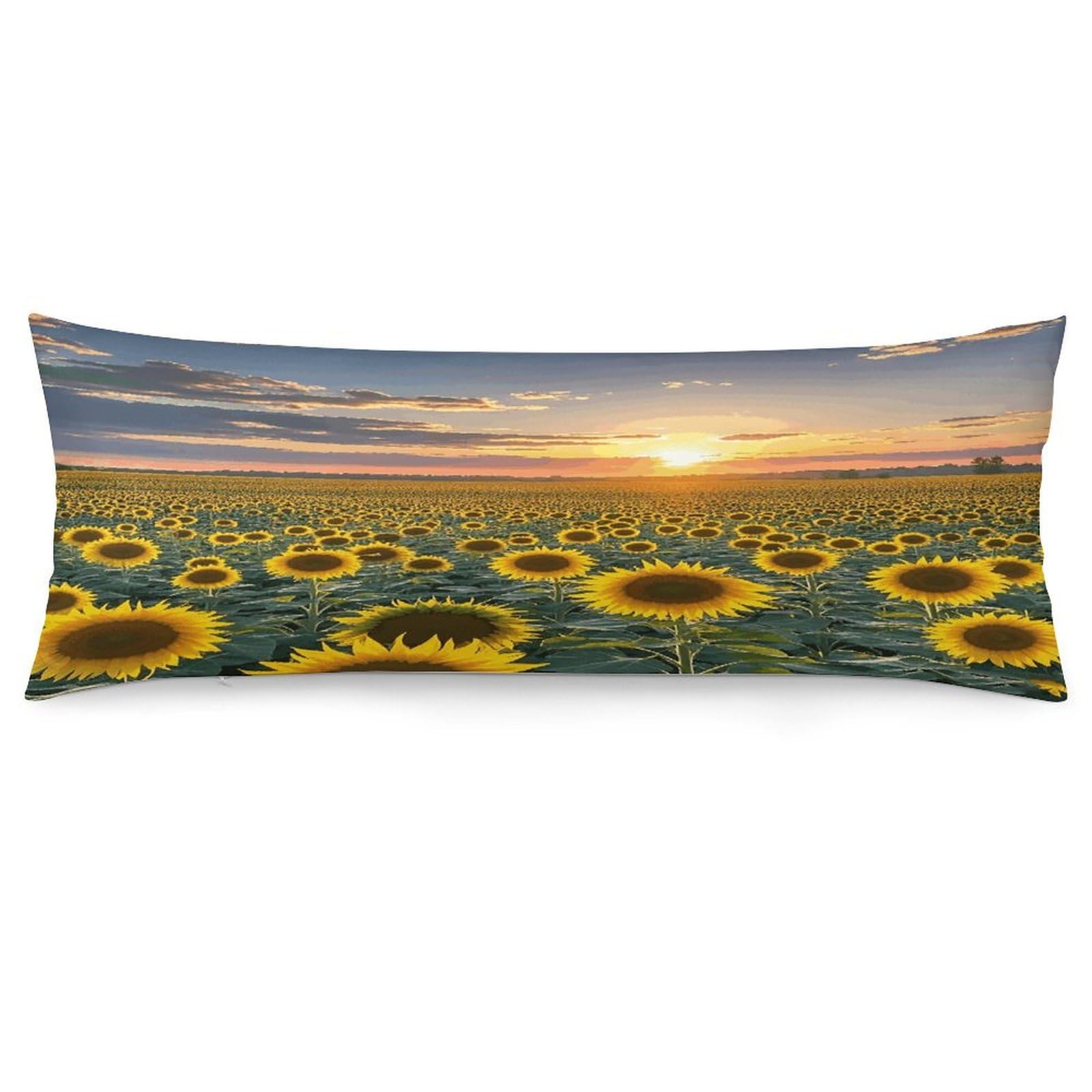 Dreamlike Sunset of A Sunflower Field Throw Pillow Cover Soft Pillow Case Decorative Lumbar Pillow Cover Cozy Throw Pillowcase Polyester Rectangular Cushion Case Decor for Couch Sofa Bed