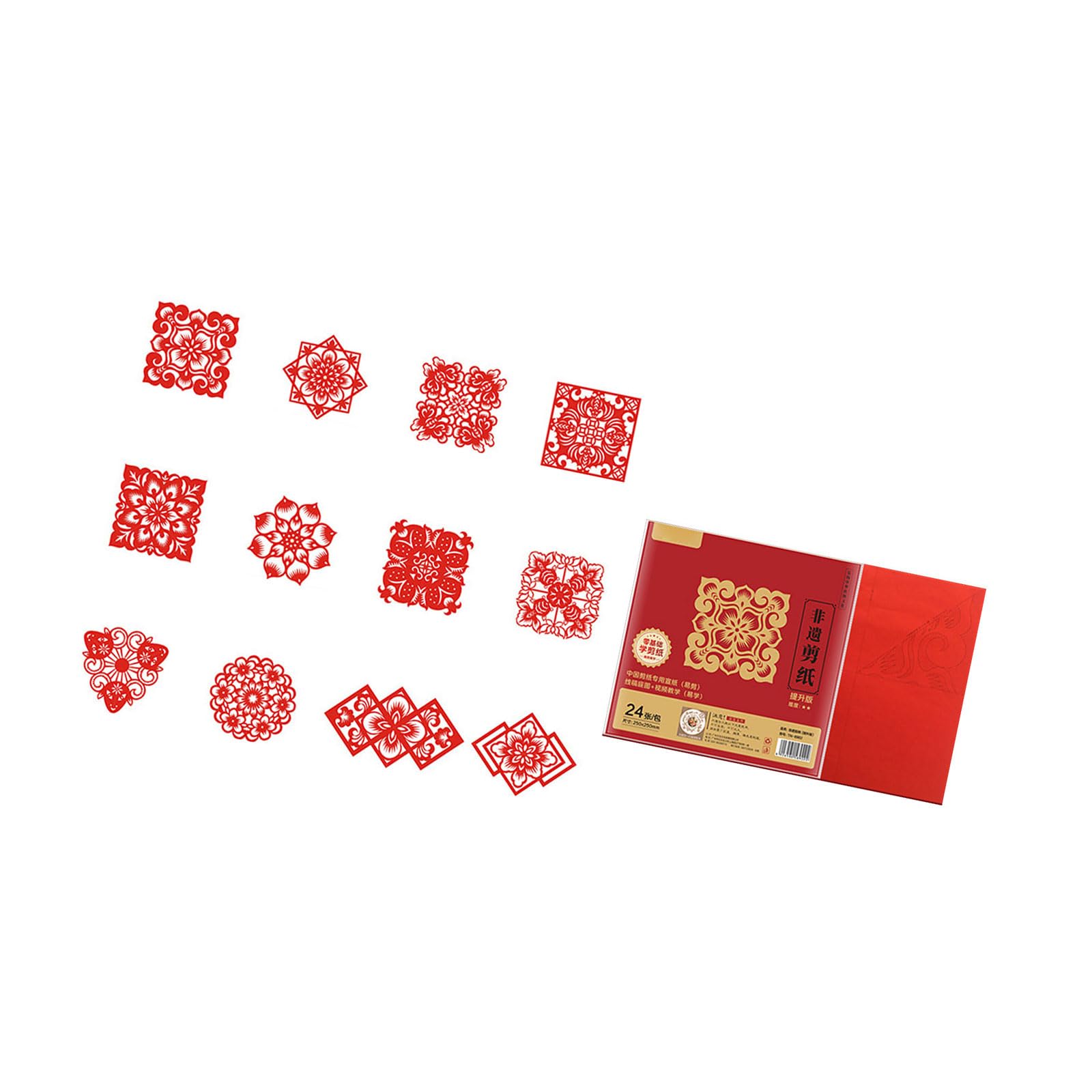 24Pcs Paper Cuttings Window Clings with Video Tutorial for Kid Adult Art Chinese New Year Decoration Traditional Spring Festival