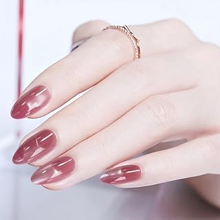 Reusable Water Ripple Magnetic Cat Eye Nails Set Glossy Soft Gel Full Cover Nail Tips in Almond Coffin T Shape for DIY Manicure at Home