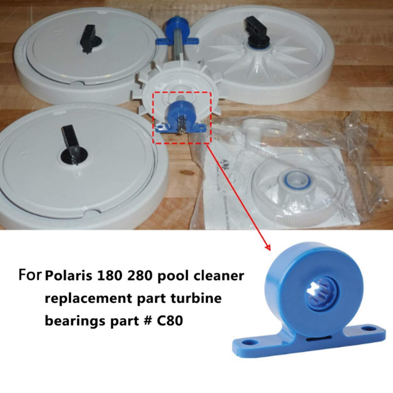 4Pcs C80 Bearings For Pool Cleaner 180/280 TankTrax Vac-sweep 20 Parts C80 LL505G 5000G EC80 Pool Cleaner Bearing Replacement