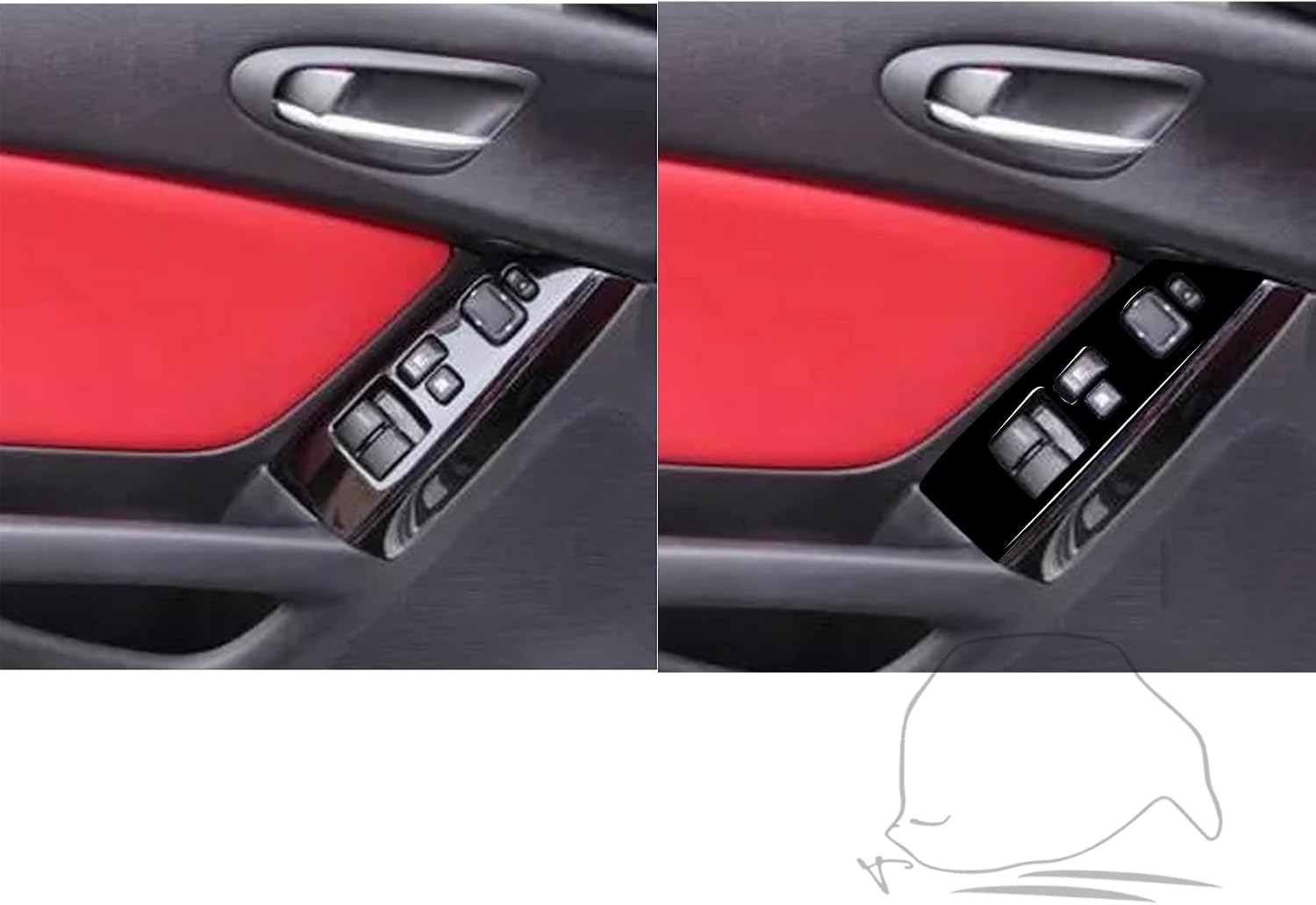 Carbon Fiber & ABS Interior Decoration Cover Sticker Trim Compatible with Mazda RX8 2004-2008 (Piano Black ABS, Window Switch Trims (High, 2pc))