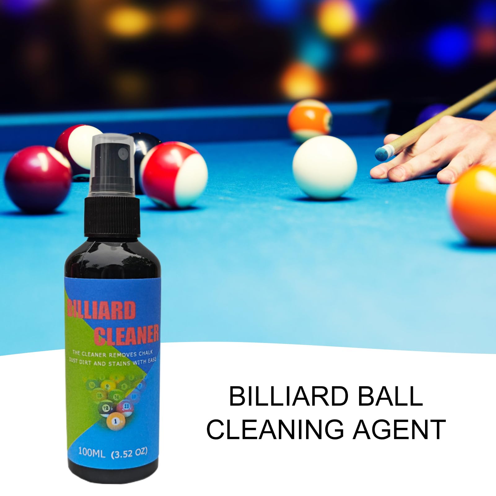 Pool Ball Polish Spray - Instant Shine Cleaner 100ml, Agente De Mantenimiento De Billar | Spray De Limpieza En Profundidad Para Bolas De Mesa De Billar Y Materiales Especiales Con Aplicación