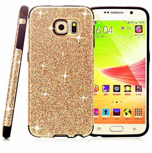 MEKO Galaxy S6 Case, Glitter Bling - Built in Sparkles Soft Gel Flexible Rubber Case[Perfect Fit] [Scratch Resistant] for Samsung Galaxy S6 -- (Gold)