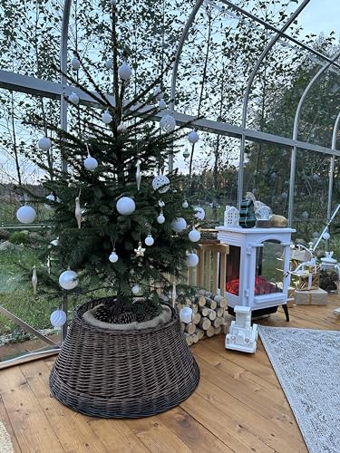 Cache pour sapin de Noël en osier gris marron de 50cm e-wicker24 - 6