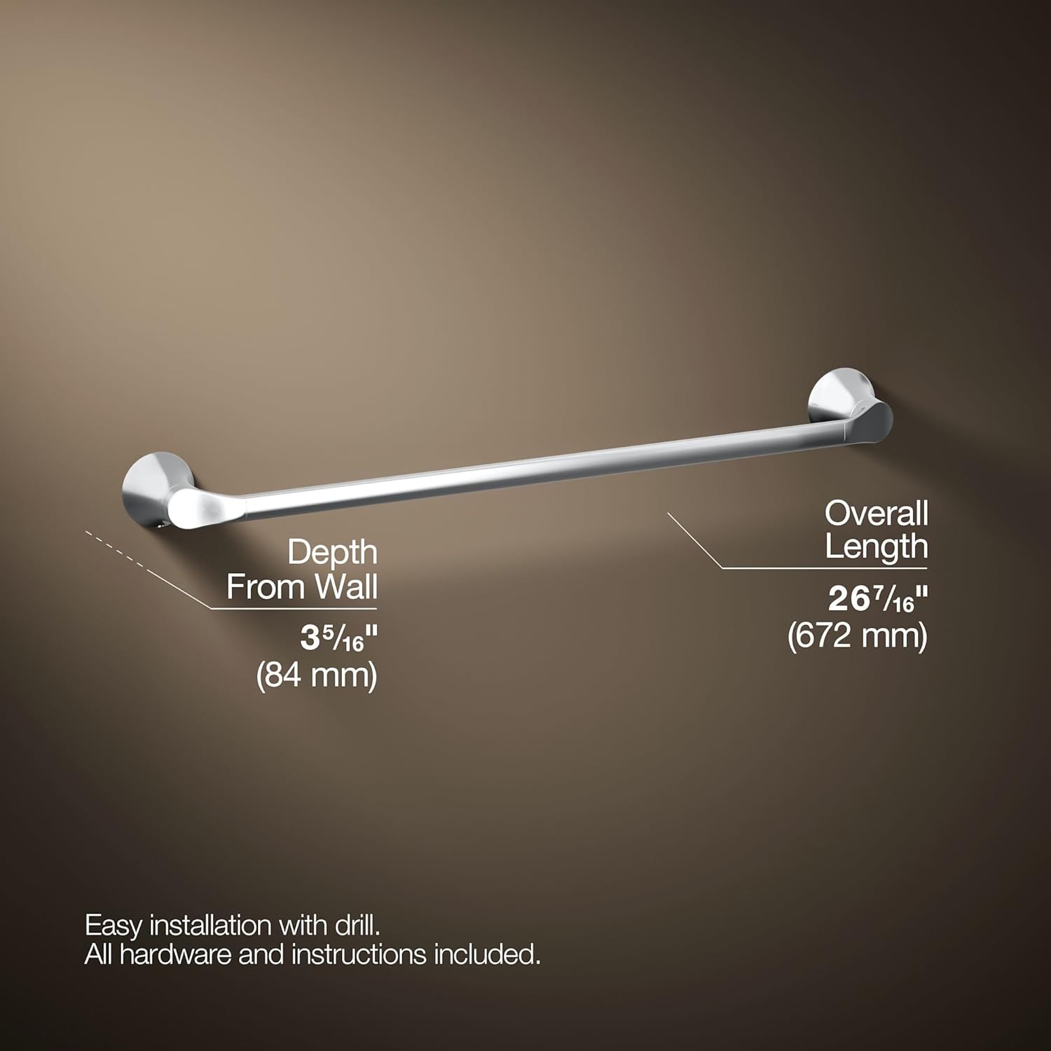 Kohler 27394-BN Simplice® 24" Towel bar, Vibrant Brushed Nickel
