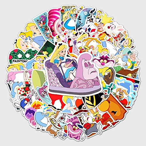 50pcs Alice in Wonderland Stickers,Cute Girls Anime Waterproof Stickers for Laptop Cellphone Water Bottle Skateboard Luggage Car Bumper,Stickers for Kids Teens Adult(Alice)