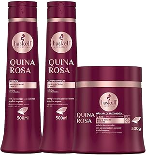 Kit Haskell Quina Rosa Tratamento Brilho e Maciez (3 Produtos)
