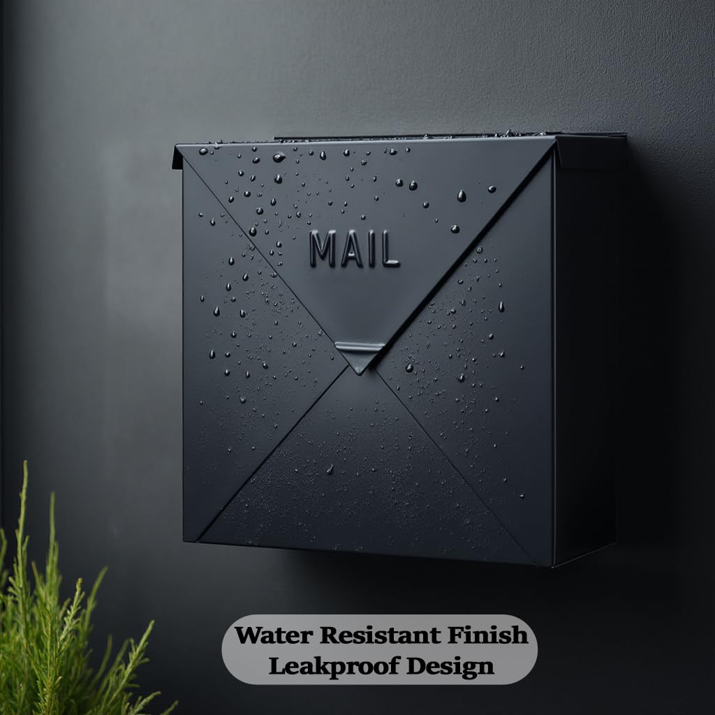 Condition photo showing New/Like New for nach mailboxes for outside wall mount, 10 x 10 x 4 inch black mailbox, waterproof mailboxes for outside - chicago style mail box