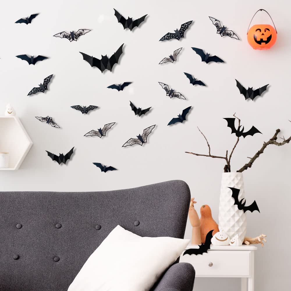 Halloween Fledermaus Deko 10 Stück - Leuchtende 3D Fledermäuse Für Fenster & Garten