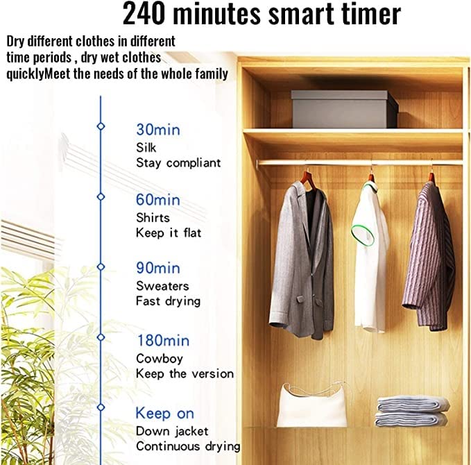 Draagbare Mute Stille Elektrische Warme Lucht Droger, Draagbare Verwarmde Droogmachine Afstandsbediening-1500-1800w-4 Versnellingen-22.5x29x16.5cm (afstandsbediening) (Color : Blue) - Image 5