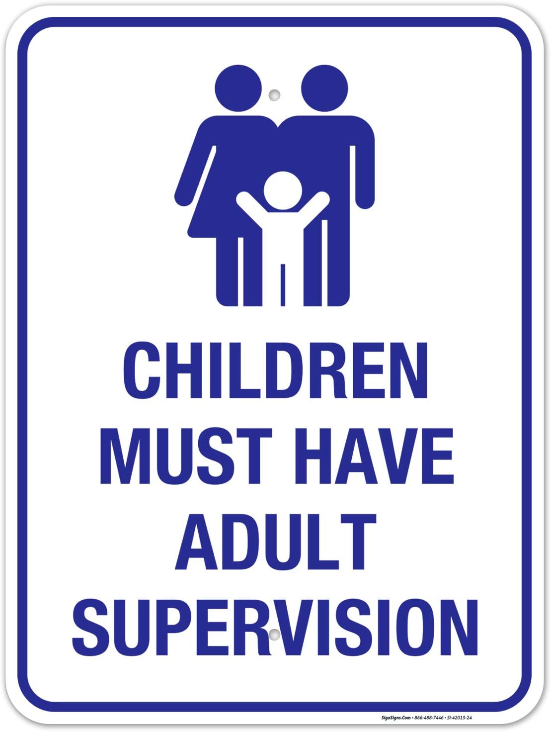 Children Must Have Adult Supervision Pool Sign, 18x24 Inches, Rust Free .063 Aluminum, Fade Resistant, Easy Mounting, Indoor/Outdoor Use, Made in USA
