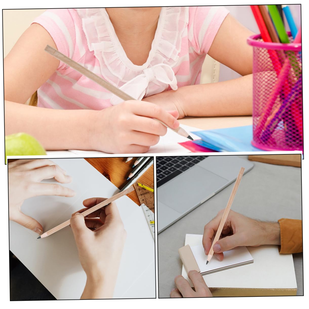 HOMSFOU 3 Set Matita Rotonda Arte Matite Grafite Scuola Adulti Matita Per Schizzi Portatile Per Dipingere Da Disegno Di Legno 30 Pezzi*3