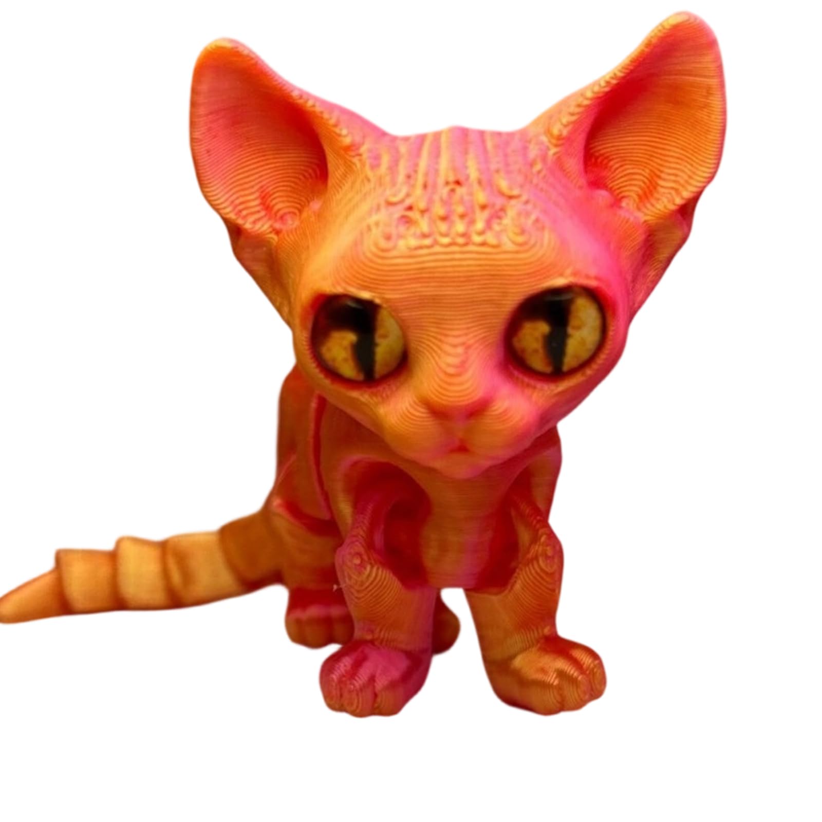 ordinarYone 3D Printed Cat Flexible Joint Articulated Cat Fidgets Toy Desktop Pet Ornament Realistic Hairless Cats Figurines Statues