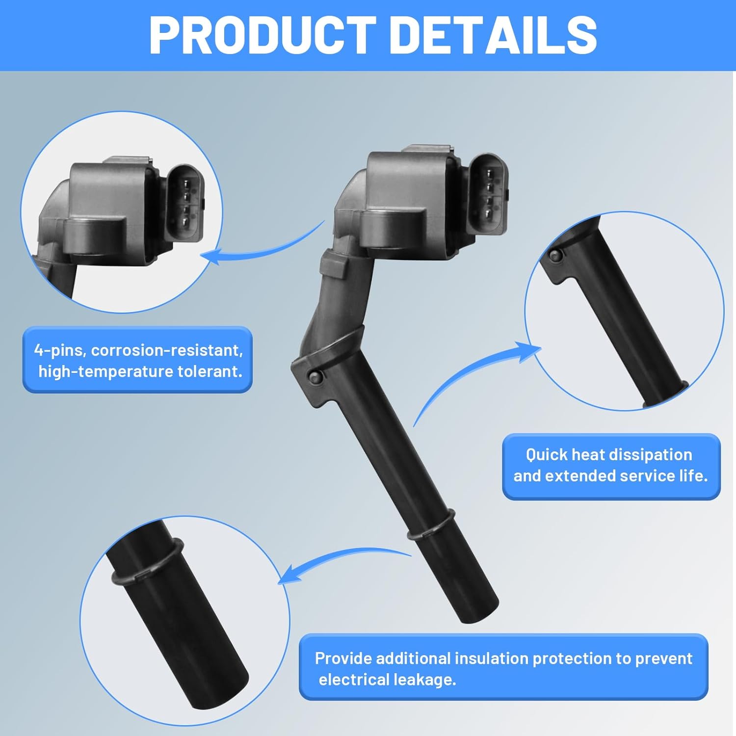 Engine Ignition Coil - Compatible with Mercedes-Benz Vehicles - 2015-2018 C300, 2016-2018 C350e, 2017-2020 SLC300 - Replace# 2709060500, UF-744, 1PC