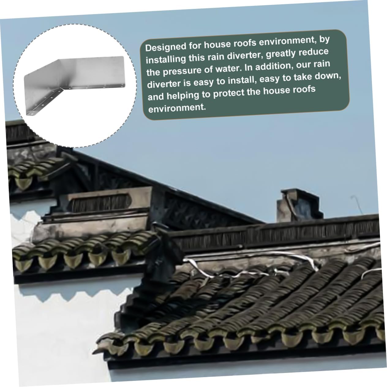 Aluminum Gutter Splash Guards for Roof Corner Rain Diverter for Roof Gutter Screen to Prevent Overflow