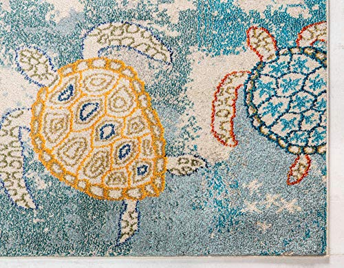 Unique Loom Positano Collection Coastal Modern Turtles Beige Area Rug (4' x 6') - Image 9
