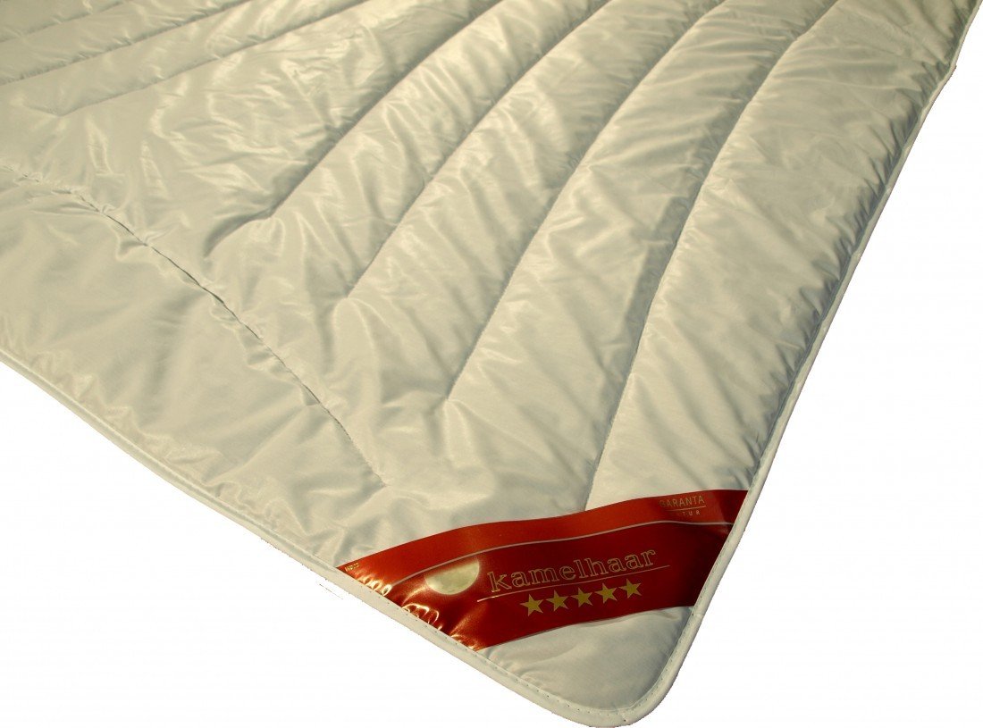 Bettdecke 135 x 200 cm - Leichte Sommer Kamelhaar Decke 800 g - Bezug Premiumbatist Aloe Vera (100% Baumwolle)